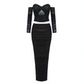 Women's Heavy Industry Heart-shaped Rhinestone Pleated Mesh French