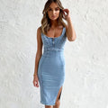 New U-neck Suspender Denim Dress Summer Casual Tight Slim Fit Dresses