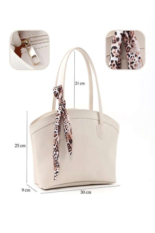 Faux Leather Zippered Shoulder Bag Single Compartment Handbag with