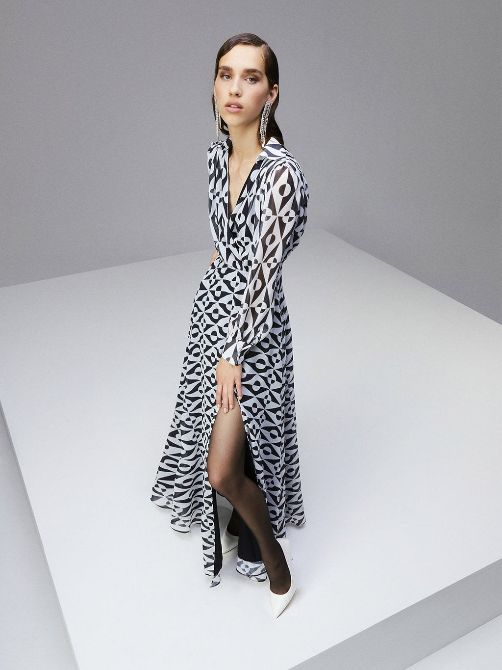 Lapel Collar Slit Dress