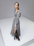 Lapel Collar Slit Dress