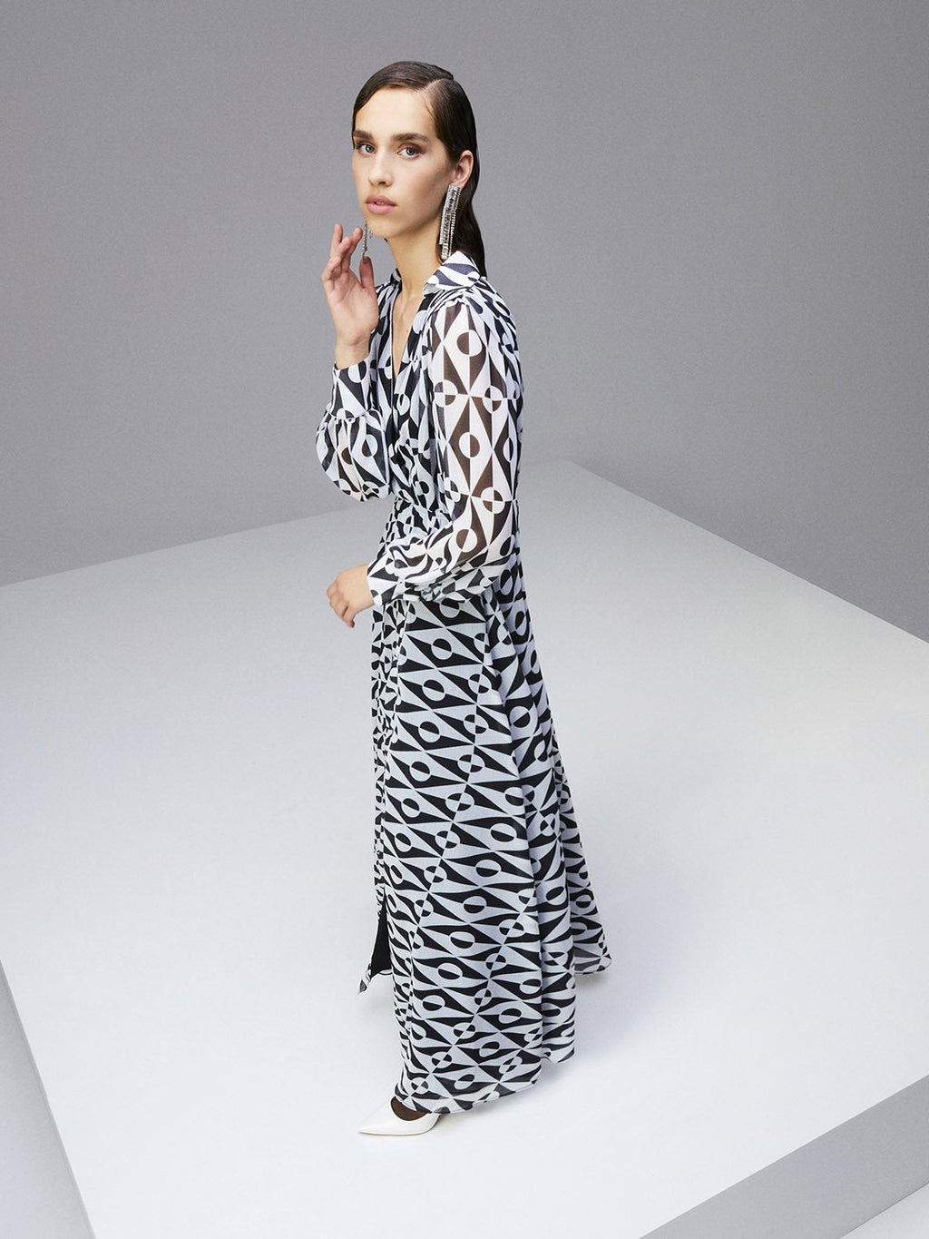 Lapel Collar Slit Dress