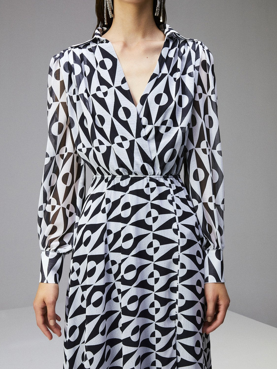 Lapel Collar Slit Dress